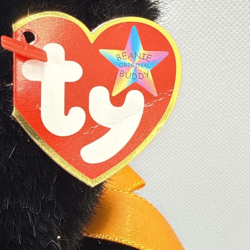 TY Beanie Buddy Haunt 14" Black & Gold Halloween Bear Retired Creased Tag 2002 - Picture 3 of 13
